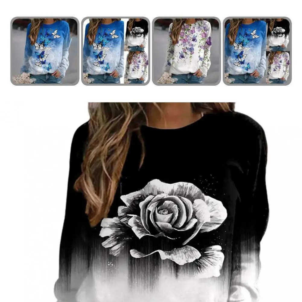 

Soft Trendy Long Sleeve O-Neck Blouse Thin Autumn Blouse Loose for Working