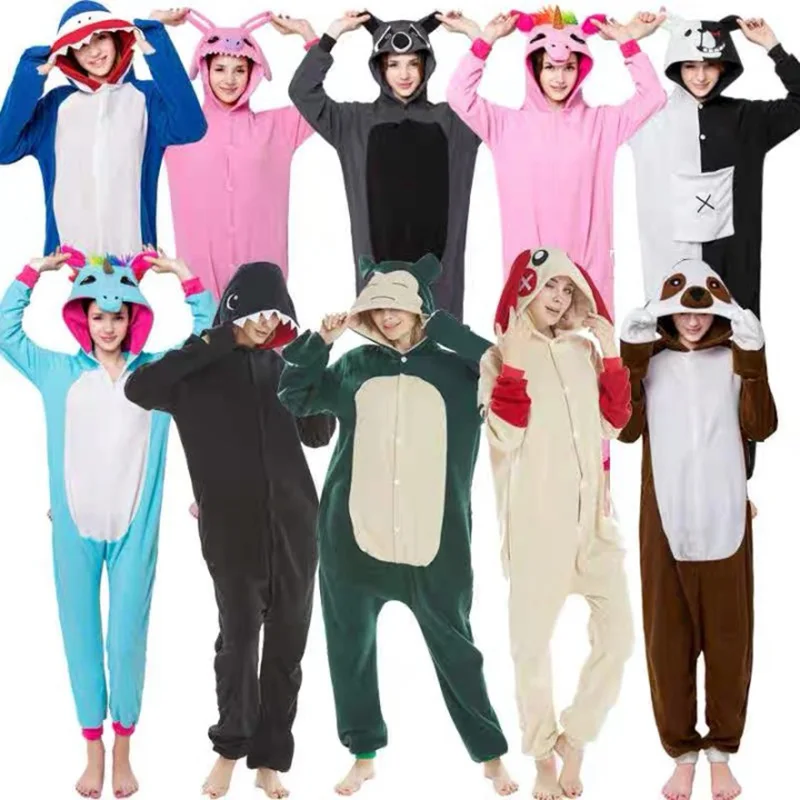 

Kigurumi Adult Fox Cat Onesie Pajamas Shark Duckbill Dragon Bear Wolf Animal Winter Fleece Adult Sleepwear Halloween Costume