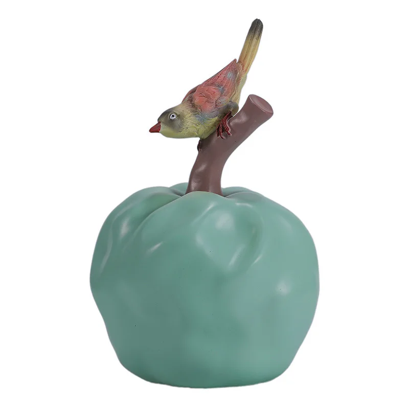 

Nordic Creative Apple Model Abstract Figurine For Home Decoration Accessories Miniature Model Apple With Bird Sketching Ornament
