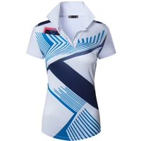 jeansian fashion style womens casual short sleeve t shirt tee print polo shirt tshirt golf polos tennis badminton swt316 white
