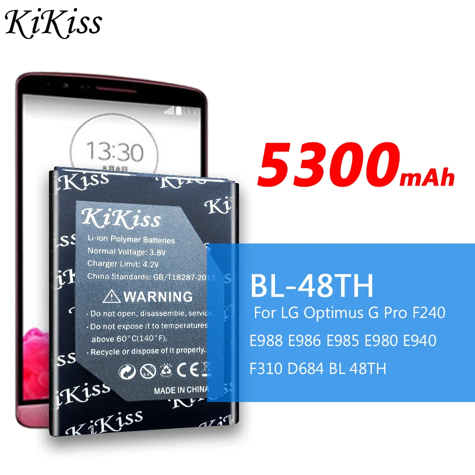 KiKiss 5300 мАч телефон аккумуляторная батарея BL-48TH для LG Optimus G Pro F240 E988 E986 E985 E980 E940 F310 D684