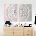 Абстрактный плакат на холсте с градиентной розовой и серой мандалой, современные Оригинальные картины с мандалой, настенные картины, декор в стиле бохо для гостиной