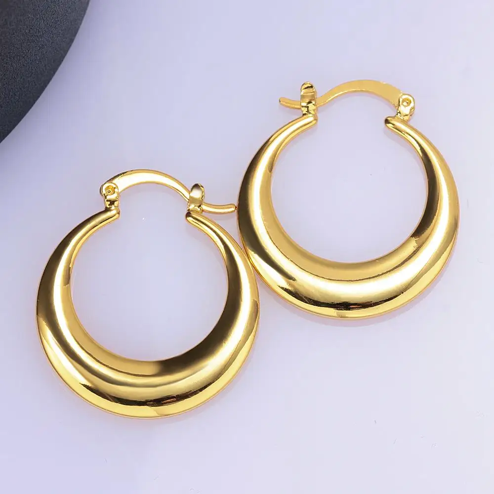 

Eco-friendly Gold Round Shape Ear Buckle E030-A Hoop Earrings Korean Earrings Hoop Earrings for Women