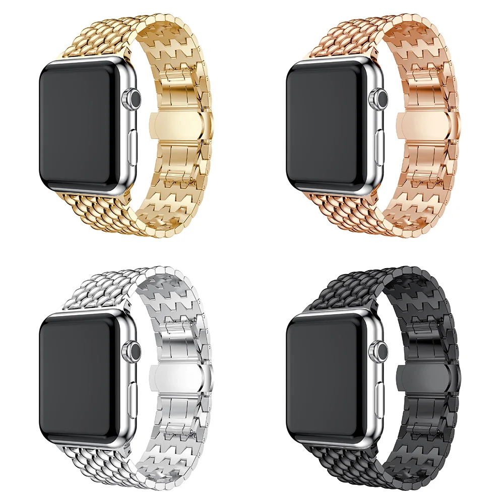 Ремешок из кожи Дракона Для Apple Watch 40 мм 44 браслет нержавеющей стали цвета