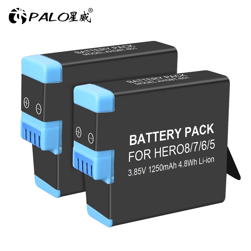

PALO 1-4 pcs full decode AHDBT-801 camera battery for GoPro Hero 8 7 6 5 Black gopro hero8 camera battery Action Camera Battery