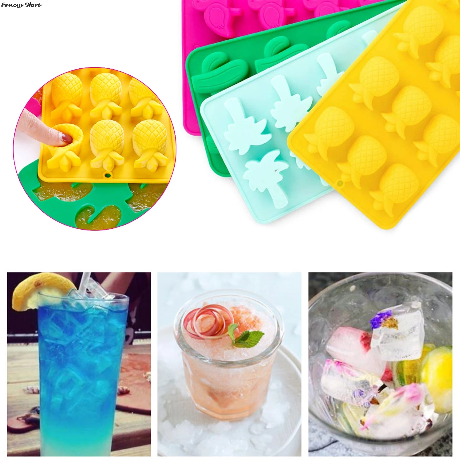 

4 Piece Set Silicone Mold Soap Candy Ice Cube Mold Family Cute Flamingo Pineapple Cactus Biscuits Mold Cute Gift For Kids DIY