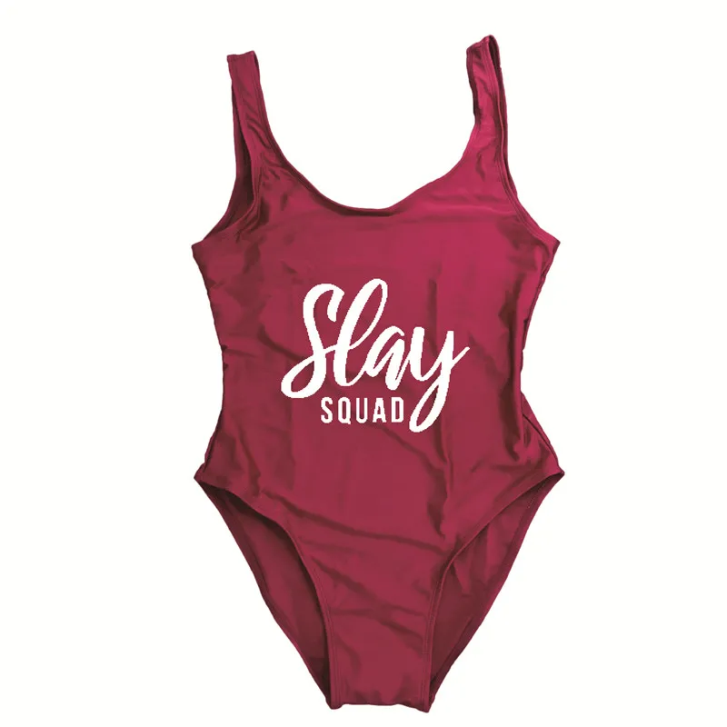 

SLAY SQUAD Bathing Suit Girl Sexy Backless Swimwear Jumpsuit Rompers Beachwear Custom One Piece Bodysuit High Cut Swimsuit Style
