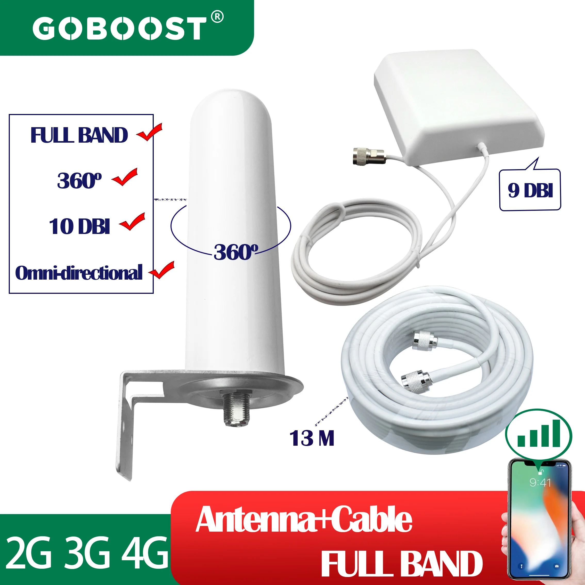 Усилитель сотовой связи GOBOOST 3G 4G всенаправленная антенна кабель в комплекте 700 2700