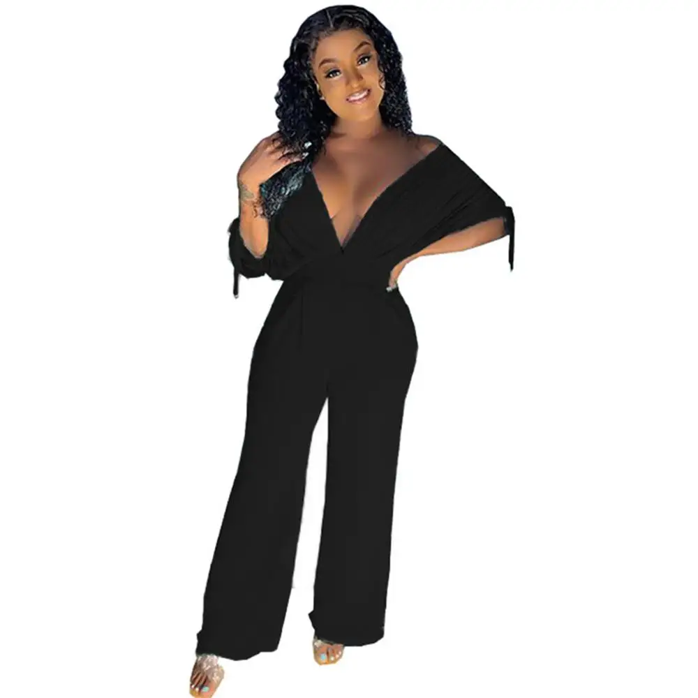 

Solid Color Office Lady High Waist Wide Leg Pants Rompers Women Jumpsuits Elegance Trendy 2021 Summer Street Fashion Overalls