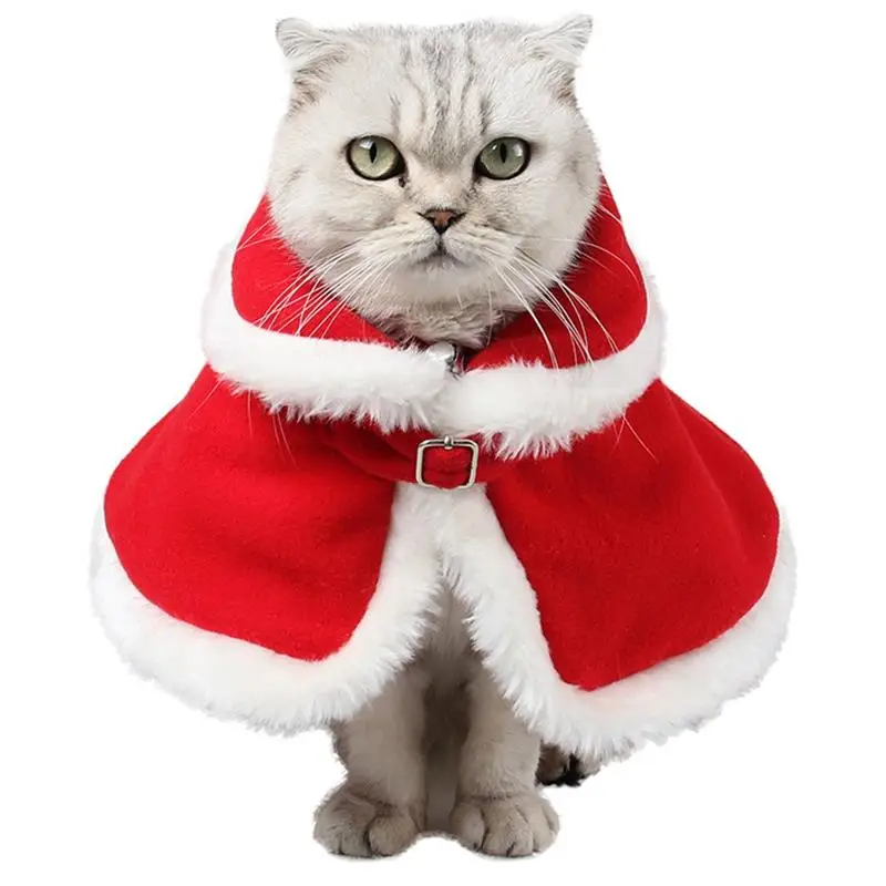 

Christmas Cat Costume Funny Kitten Puppy Cloak Dress Up Clothes Plush Warm Pet Red Cape For Cats Dogs Cloak Outfits Pets Product