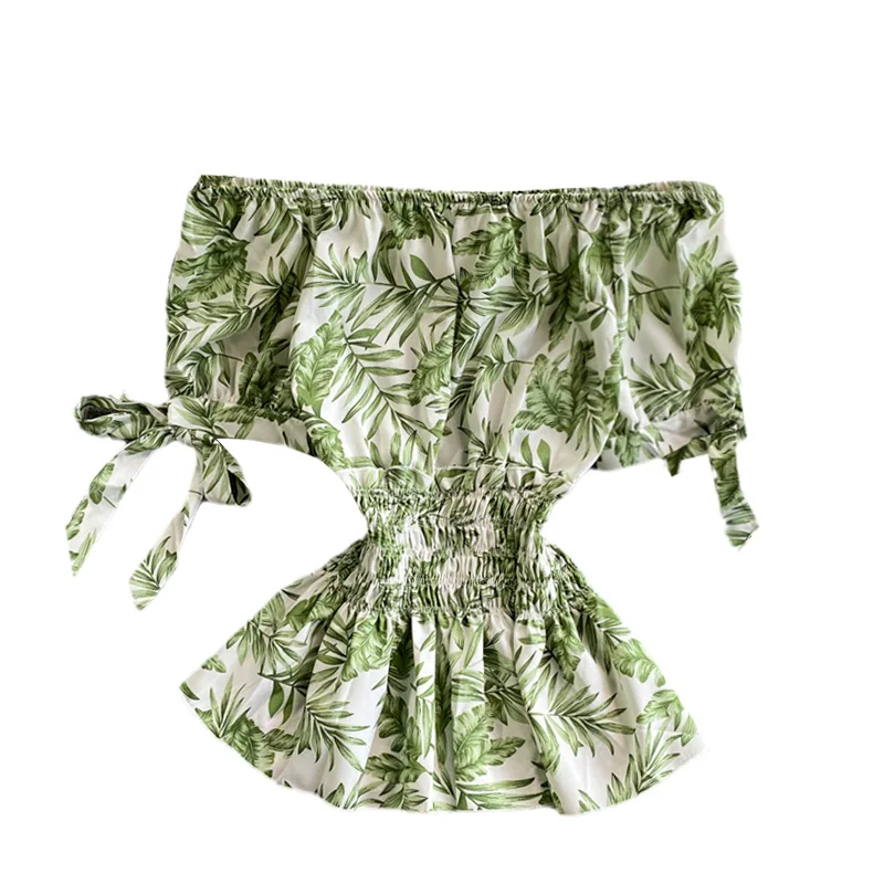 

T-shirt women's summer new style square neck waist closed heart machine exposed clavicle bubble sleeve short sleeve top