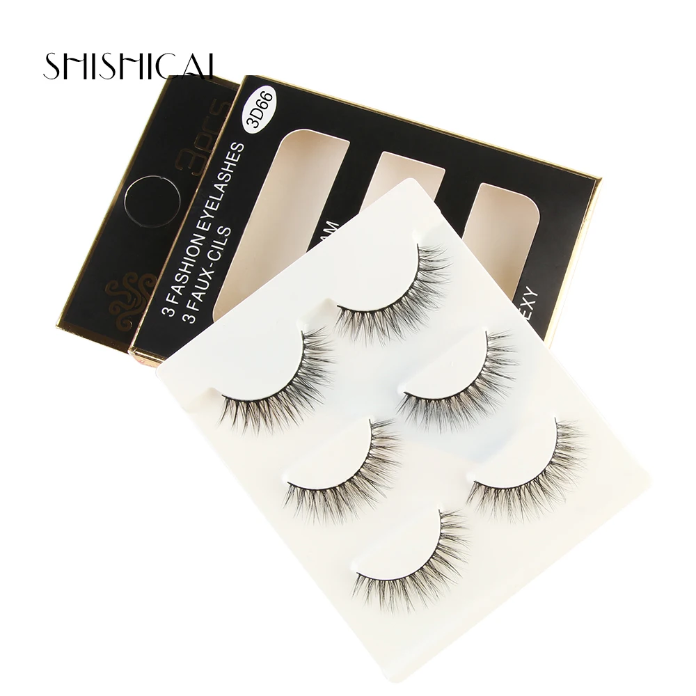 SHISHICAI 3 пар/упак. чистый хлопок нить накладные ресницы грязные мягкие натуральные