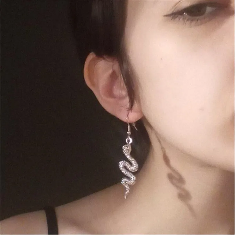 Женские винтажные серьги-подвески в виде змеи вечерние серьги из цинк никелевый