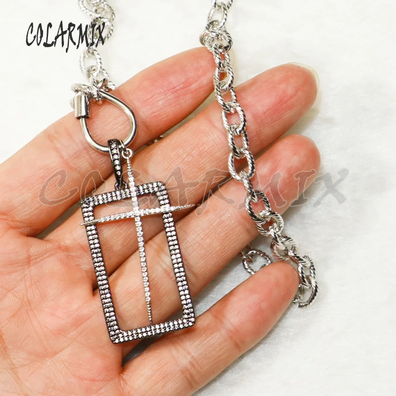 

3Pcs double pendants necklace retro accessories Cross pendants necklace big link chain necklace for women 50358
