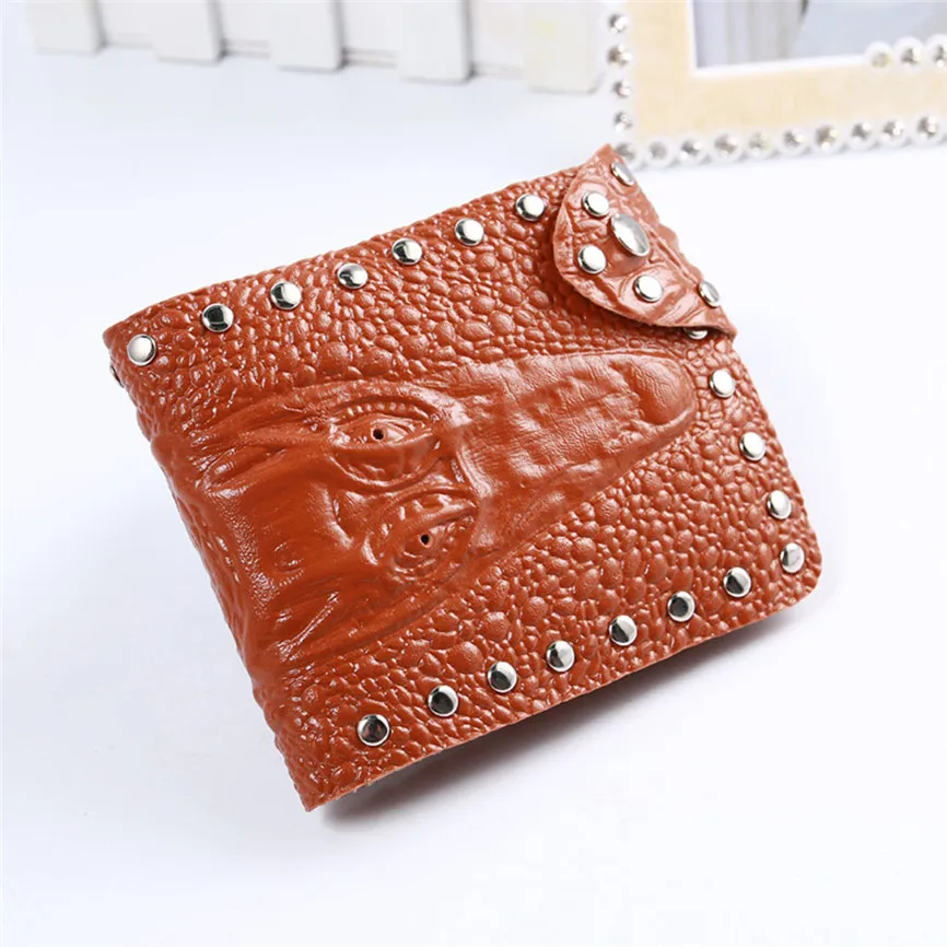 Men's Wallet Multi-Function Card Pack Liu Ding Crocodile Head Short Dark Crossed Multifunction A4 | Багаж и сумки