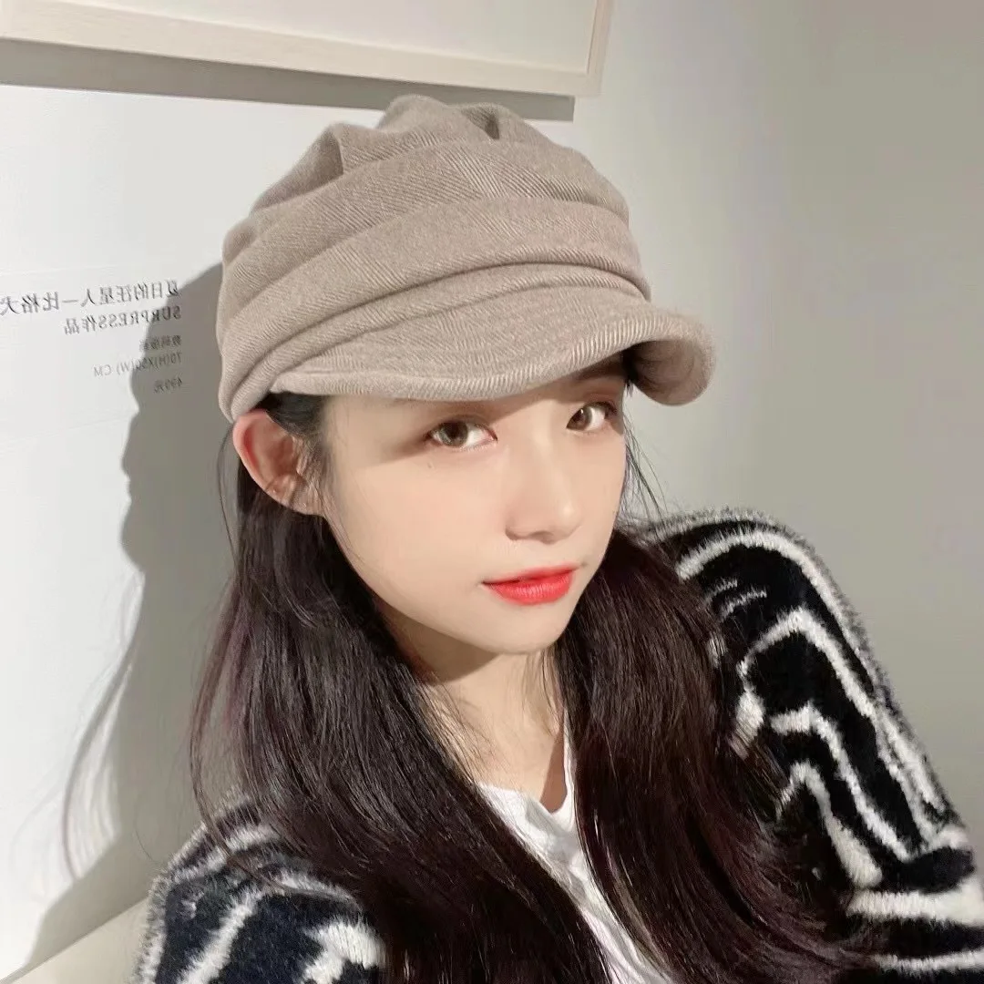 

Pile Of Pile Cap Of New Fund Of 2022 Autumn Winters Is Japan's Lotte Female hat, Han Edition Pure Color Department Contracted Oc