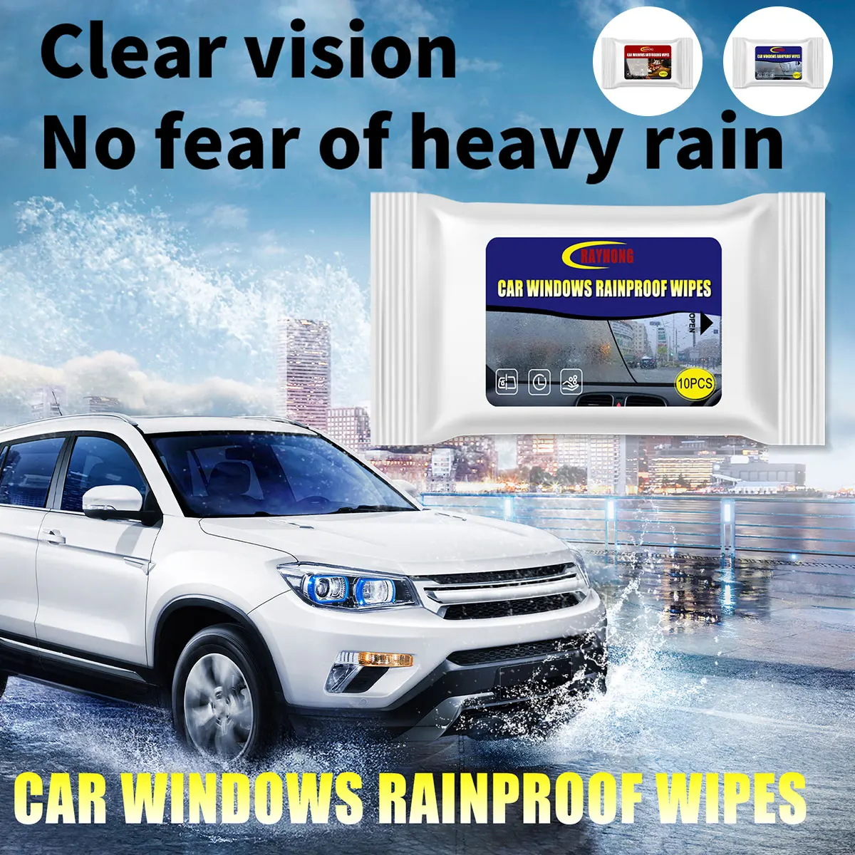 

Car Anti-fog Wipes Windshield Rearview Mirror Wipes Rain-proof Car Wipes Glass Window Lens Wet Wipes for Rainy Foggy Day