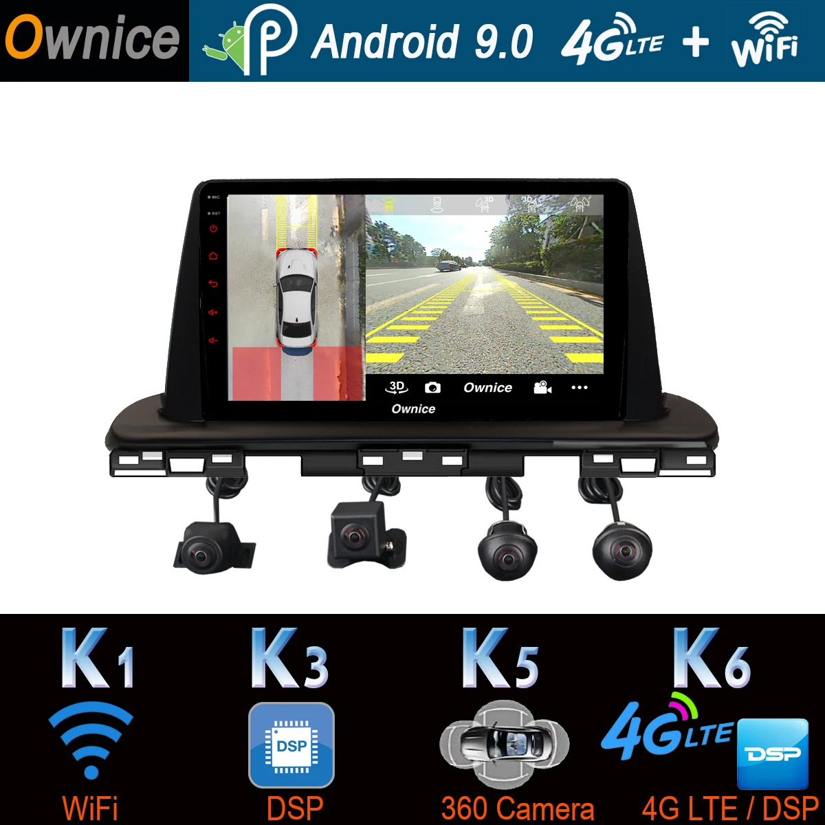 1 DIN 360 ° панорамный Android 9 0 4G + 64G GPS навигация Радио DSP CarPlay автомобильный