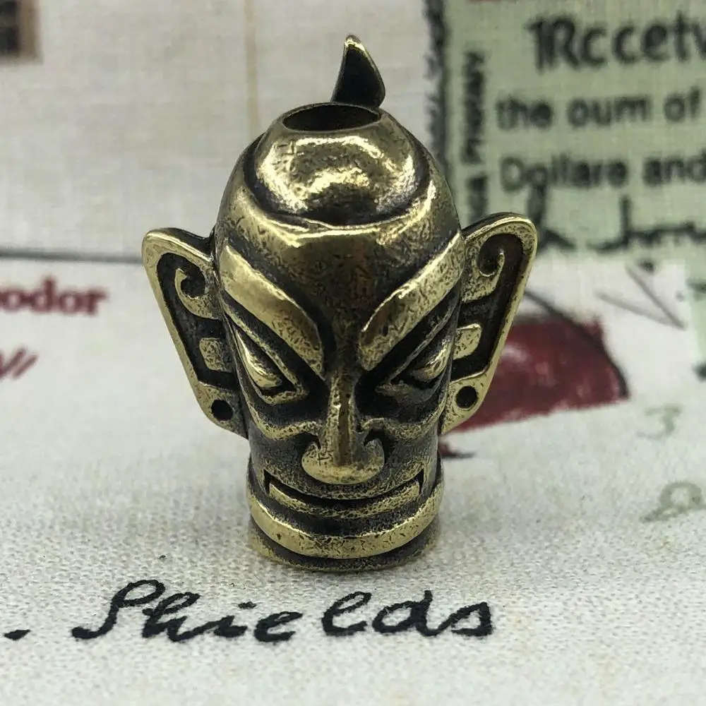 1 шт. Ретро латунь медь Sanxingdui бронзовая маска EDC бусы на веревочке нож бусины Зонт