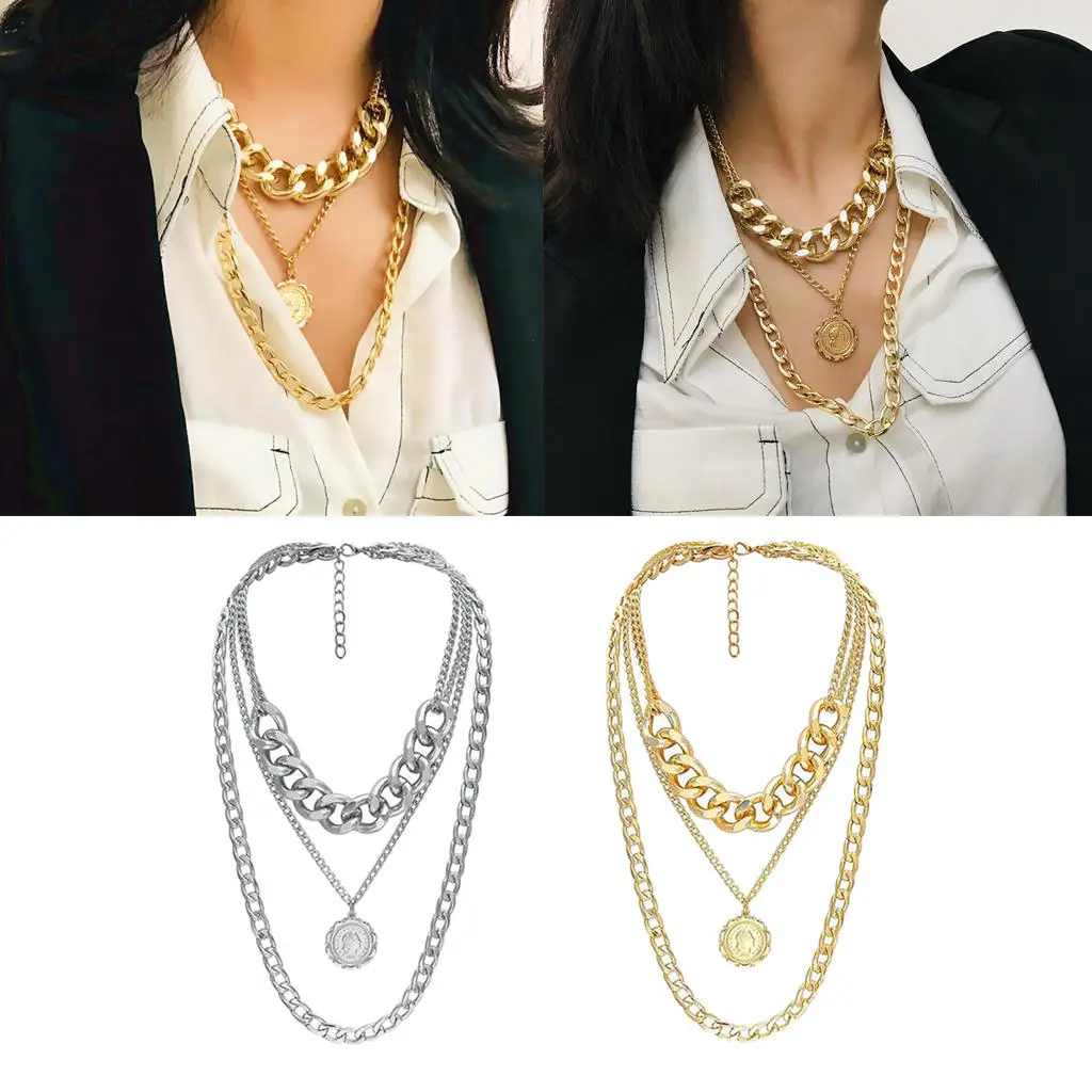 

Golden Sweater Chain Necklace Choker Jewelry Accessories Multilayer