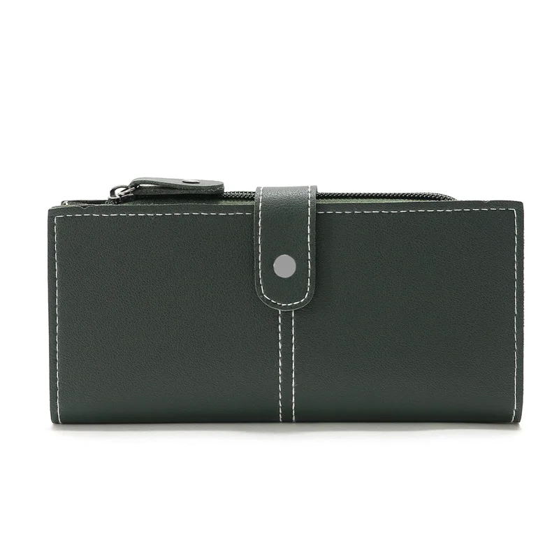 

European and American Wallet Women's Long Fashion Wallet Concealed Buckle Two-fold Clutch Bag Large-capacity Coin Purse Purse