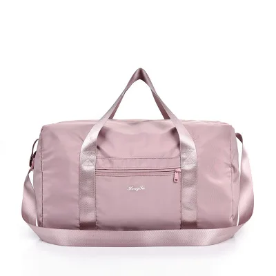 pink Women Training Handbags Female Short-Distance Duffel Package Large Capacity Folding Storage Fitness Waterproof Bag Waterproof - Цвет: pink