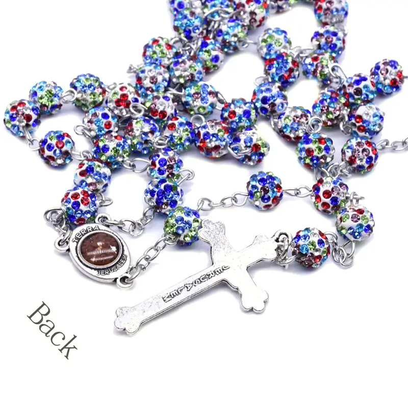Хрустальный крест кулон четки бусы цепочка ожерелье христианская религия