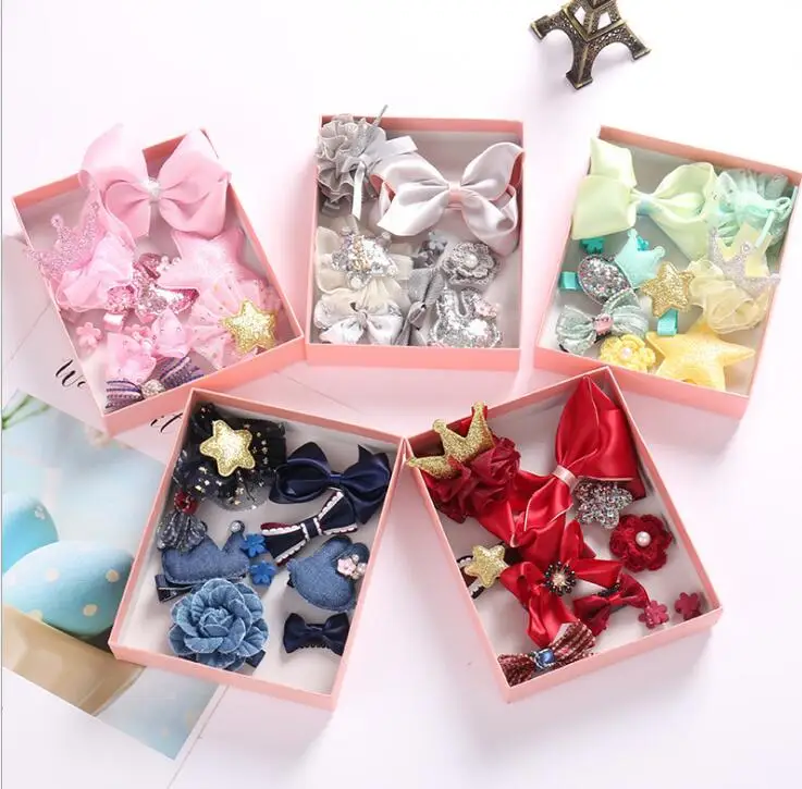 10 шт./лот ленты для маленьких девочек корона бант цветок заколки волос Детские