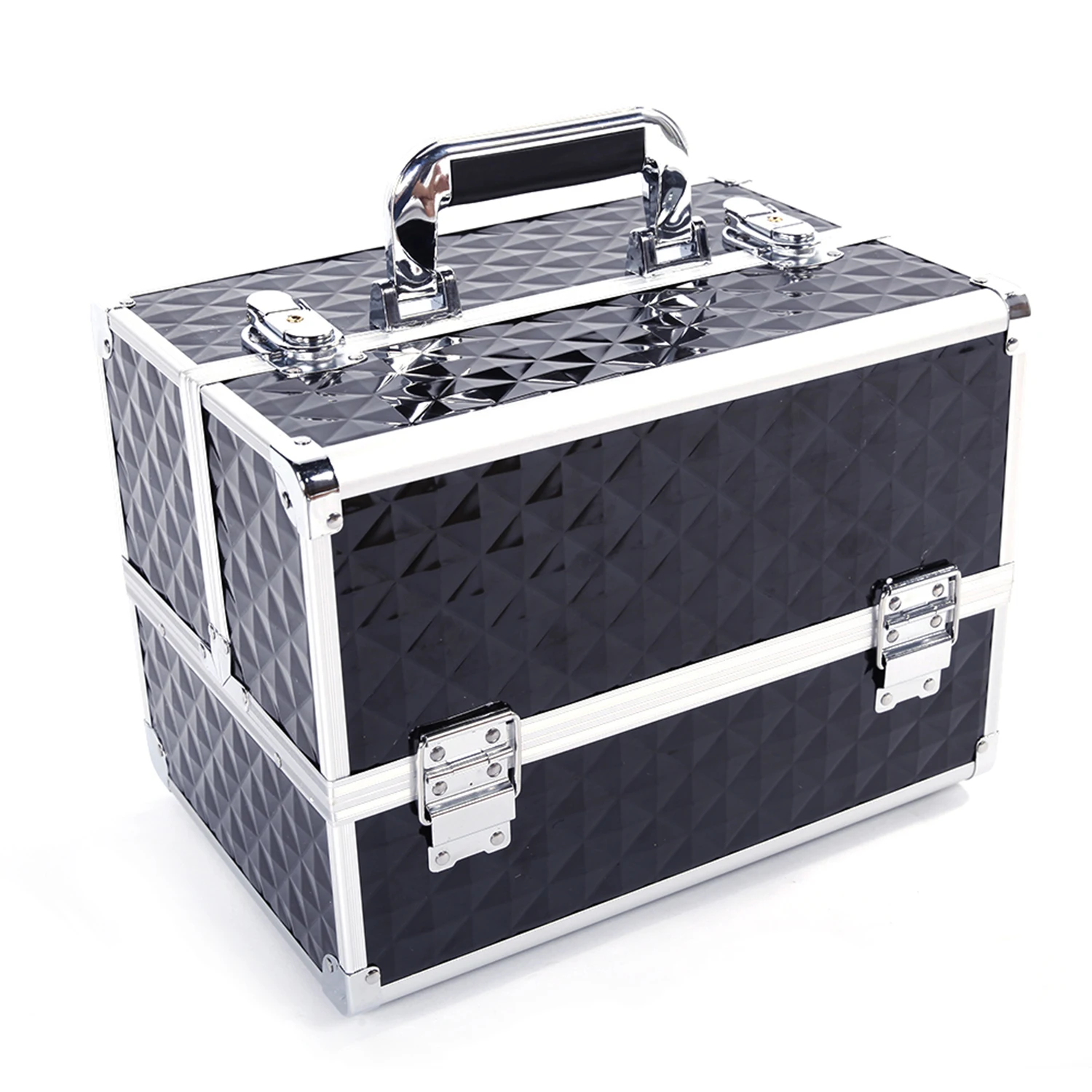 

Multi-layer Professional Portable Aluminum Cosmetic Makeup Case Black