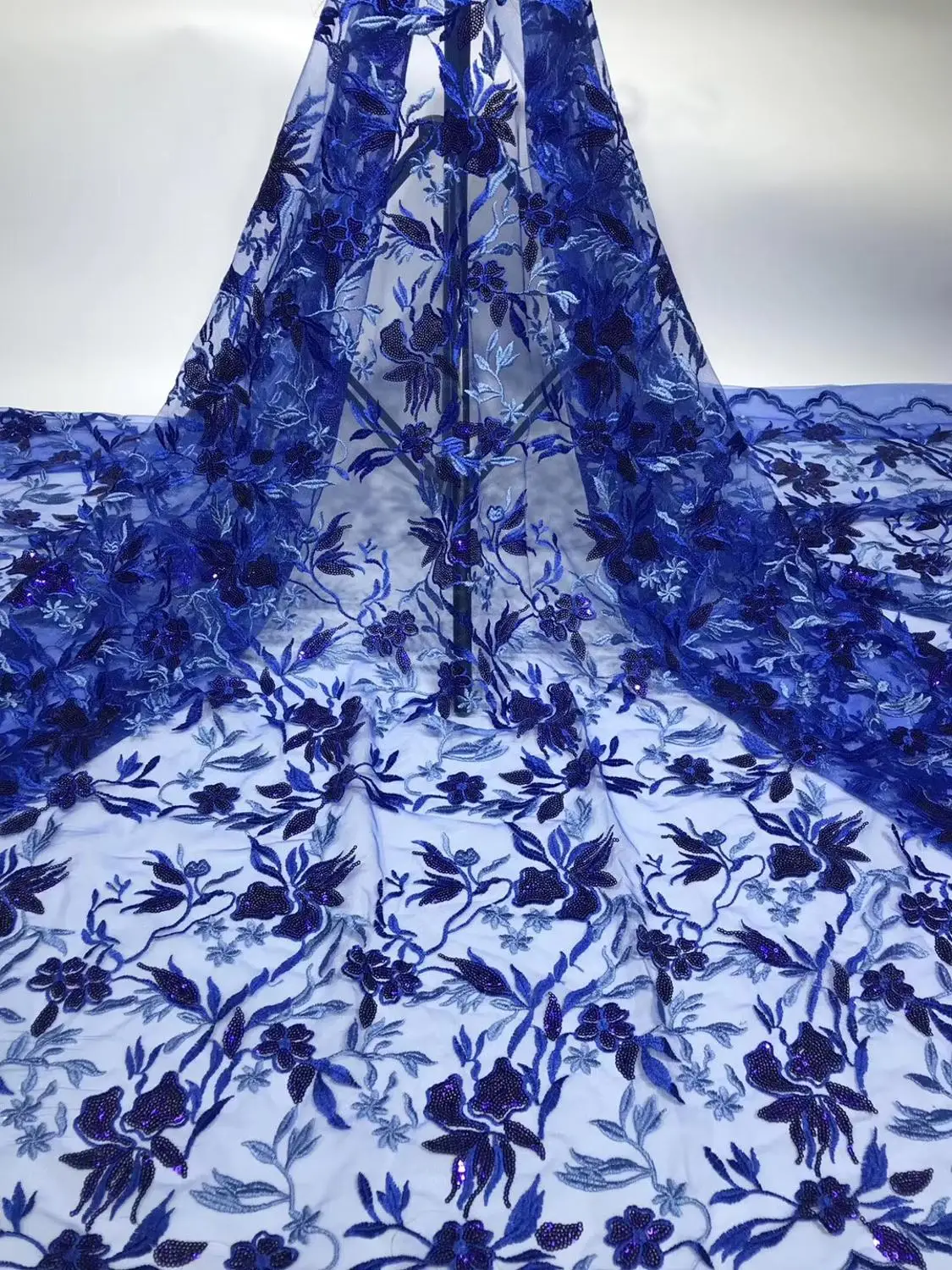 

5 Yards/piece New African Lace Fabric Sequin Embroidered Purple French Lace Blingbling Guipure DIY Design Wedding Party Dress CD