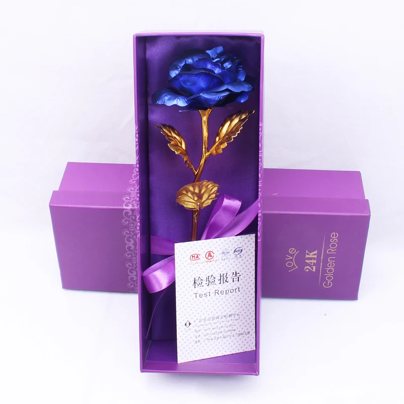 blue rose no base Дропшиппинг День Святого Валентина 24K Фольга Золотая Роза креативный подарок длится навсегда любовь Свадебный декор любовник Роза - Цвет: blue rose no base