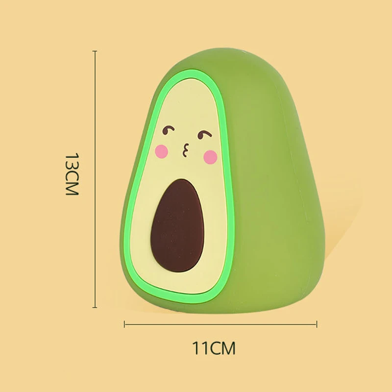 

Cute Avocado Little Cat Touch Sensor Control LED Night Lights Soft Silicone LED Lamp Lantern Gift Creative Desktop Decor Lamp