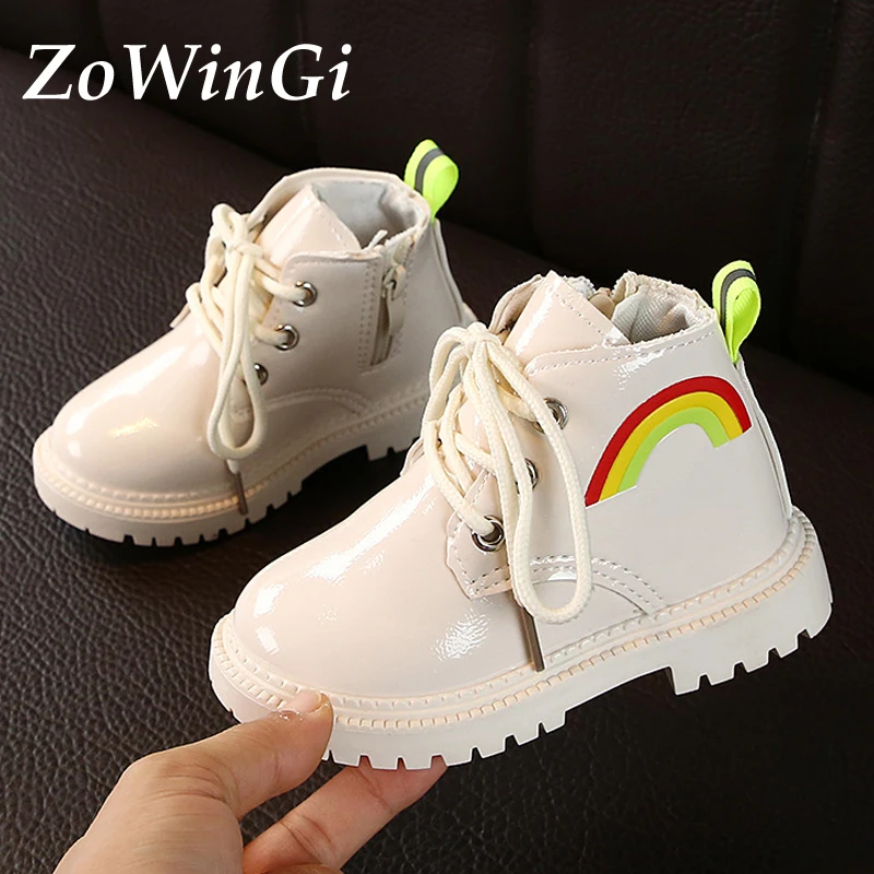 

Size 21-30 Girls Martin Boots for Girls Autumn Little Princess Single Boots British Style Fashion Children Rainbow Short Boots