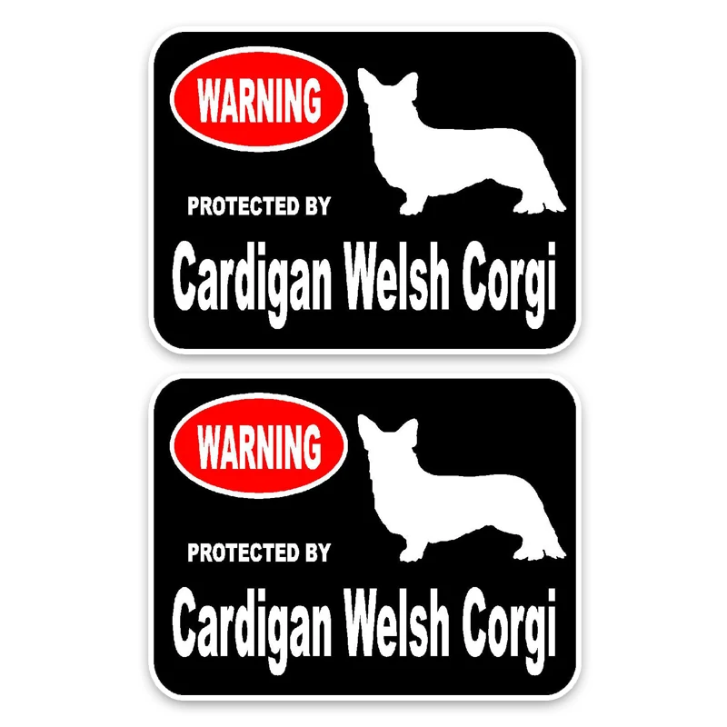 

Funny 2 X Warning Car Sticker Cardigan Welsh Corgi Dog Decoration Decal Cover Scratches for Volkswagen Renault Opel ,15cm*11cm