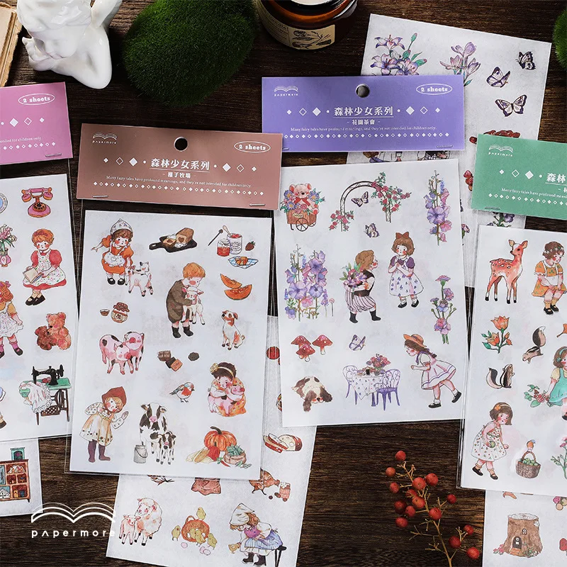 

2Sheets/Pack Kawaii Girl Flower Stickers Album Diary Scrapbooking Label Stationery School Office Supplies n1069