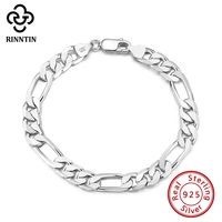 rinntin luxury 925 sterling silver italian 6 5mm diamond cut figaro link chain bracelet for men teen women jewelry gifts sb108
