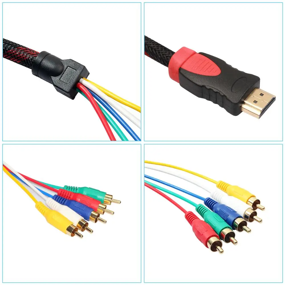 AMKLE HDMI к RCA Кабель 1 8 м AV кабель 5pin CVBS адаптер для HD ТВ PS3 PS4 ПК DVD Xbox проектор| |