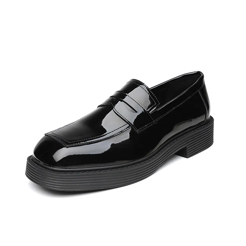 

Men Office Business Casual Patent Leather Loafers Shoes Male Harajuku Korean Streetwear Vintage Wedding Leather Shoes