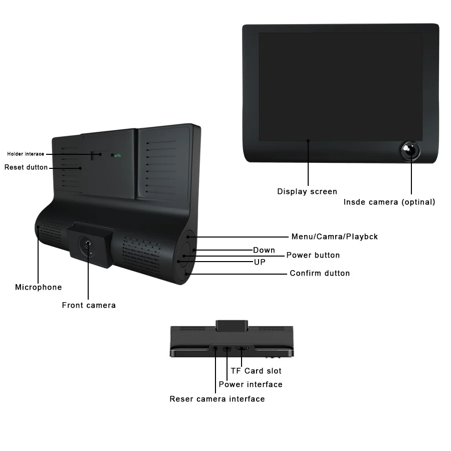 Автомобильный видеорегистратор с 3 объективами камеры видеорегистраторы 4 0