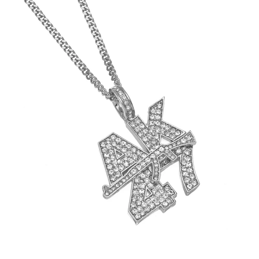 Luxury brand fashion Men's AK47 Pendant charm Necklace Link Steel Cuban Chain Gold Silver Color Hip hop women Jewelry | Украшения и