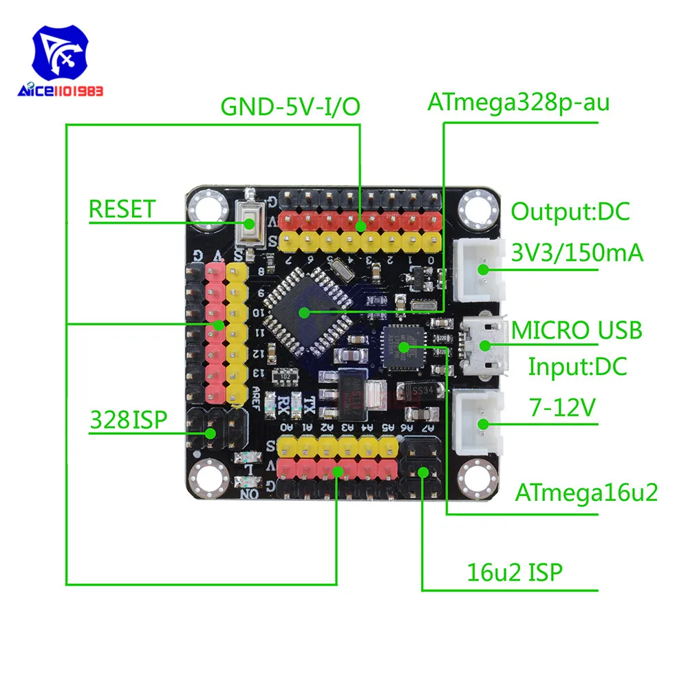 Плата микроконтроллера diymore DM Strong Series ATmega16U2 Atmega328 Atmega328P Mini UNO R3 модуль для Arduino One NANO