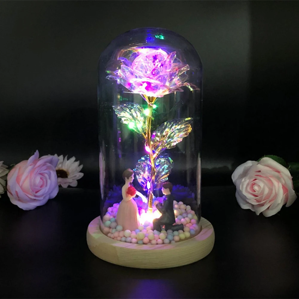 Светодиодная подсветка сказочный свет Красавица и чудовище красная роза в