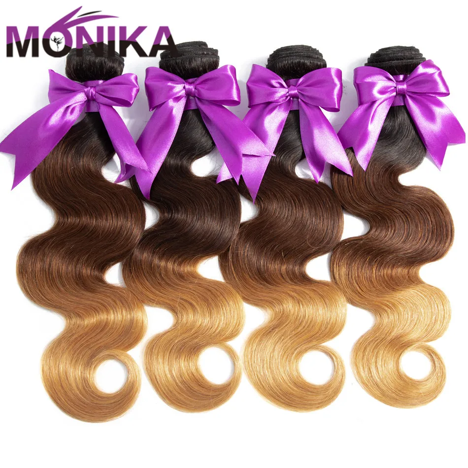 Ed 3/4 Bundles Ombre Hair Blonde Bundles T1b/4/27 Color Dark Root Non-remy Human Hair Weaves
