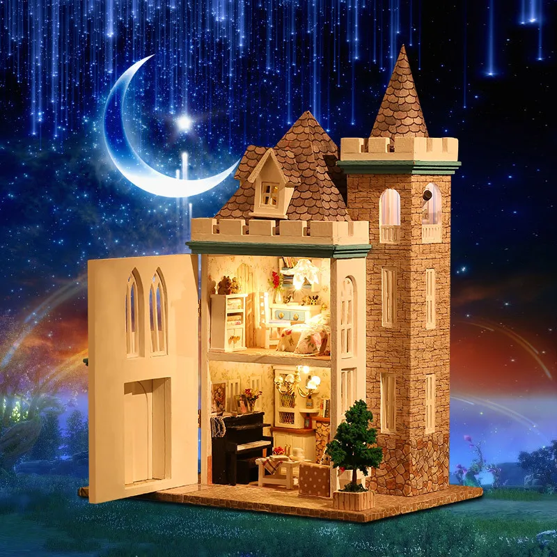 3D деревянный кукольный дом мебель для вилл DIY Миниатюрная модель светодиодный свет 3D деревянный кукольный домик рождественские подарки игрушки