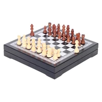 wooden chess board game set handmade folding travel chess board with built in storage compartment portable beginner chess set