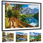 Алмазная 5D Вышивка сделай сам, полноразмернаякруглая живопись с мотивом гор, природный пейзаж, украшение комнаты