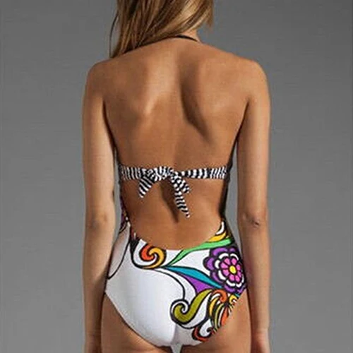 Сексуальный богемный цельный купальный костюм с цветочным принтом беспроводной