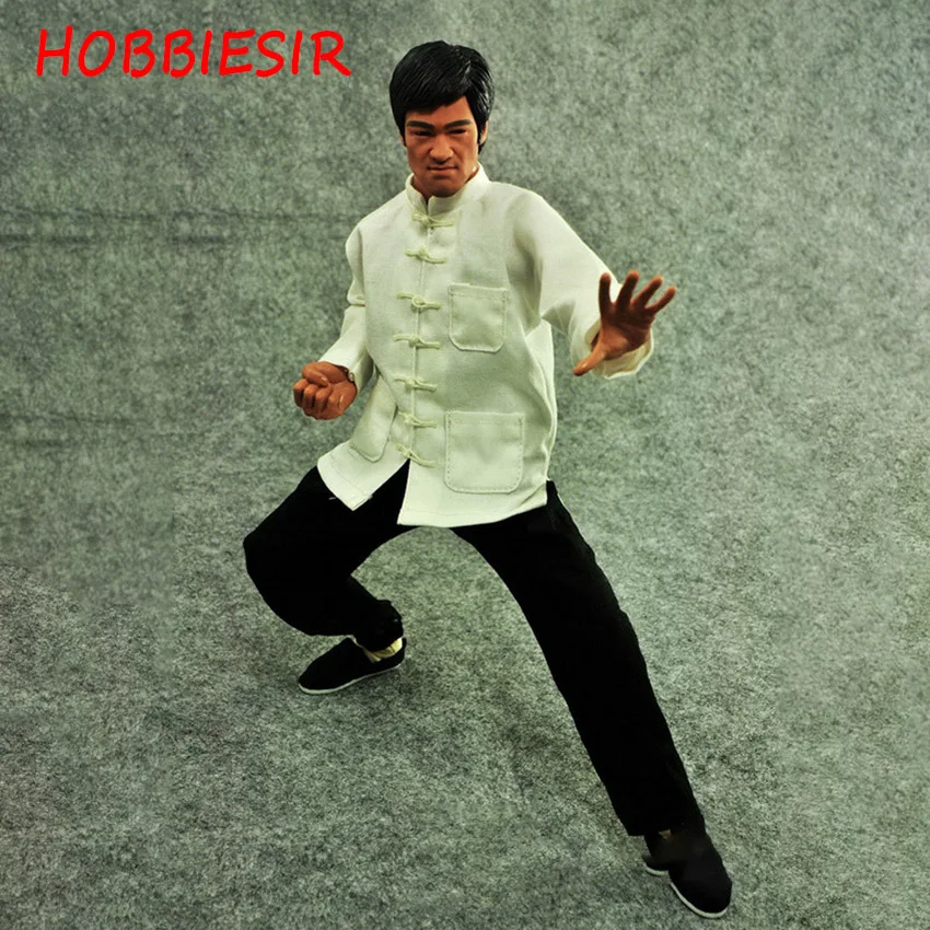 Коллекция 1/6 года, китайский костюм Kongfu, Брюс Ли, белый, с длинным рукавом, кунг-фу, Тан, костюм, комплект одежды, модель для 12 дюймов, фигурка тела