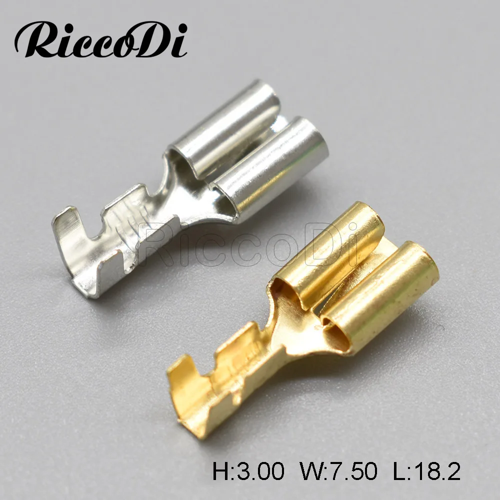 100 шт. латунь или Луженый 6 3 мм Женский Лопата для обжима терминала медный провод