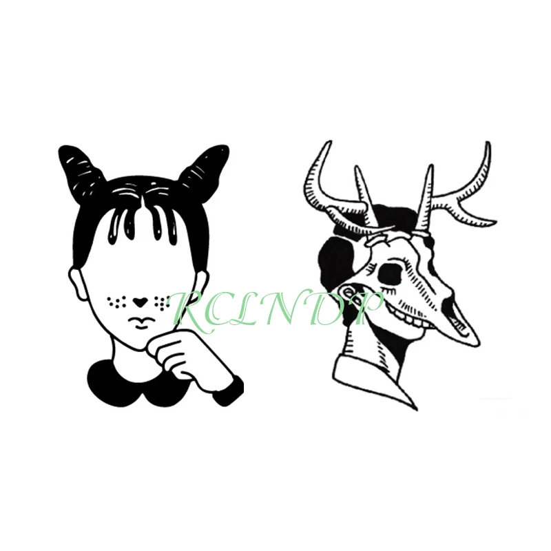 Водостойкая Временная тату наклейка олень Череп винтажные наклейки в старом